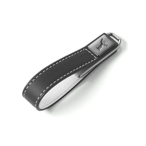 BLACK BADGE LEATHER KEYRING