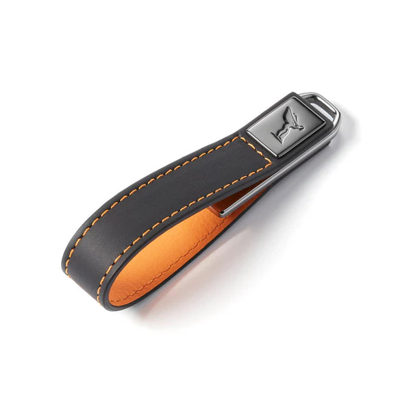 BLACK BADGE LEATHER KEYRING