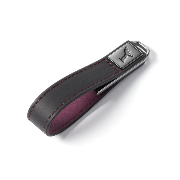 BLACK BADGE LEATHER KEYRING