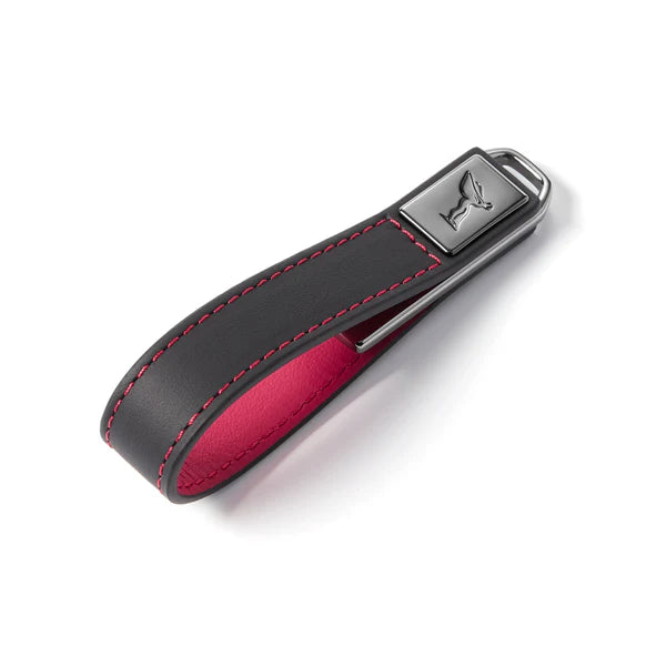 BLACK BADGE LEATHER KEYRING