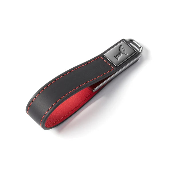 BLACK BADGE LEATHER KEYRING