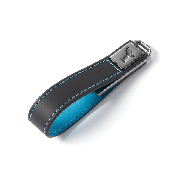 BLACK BADGE LEATHER KEYRING