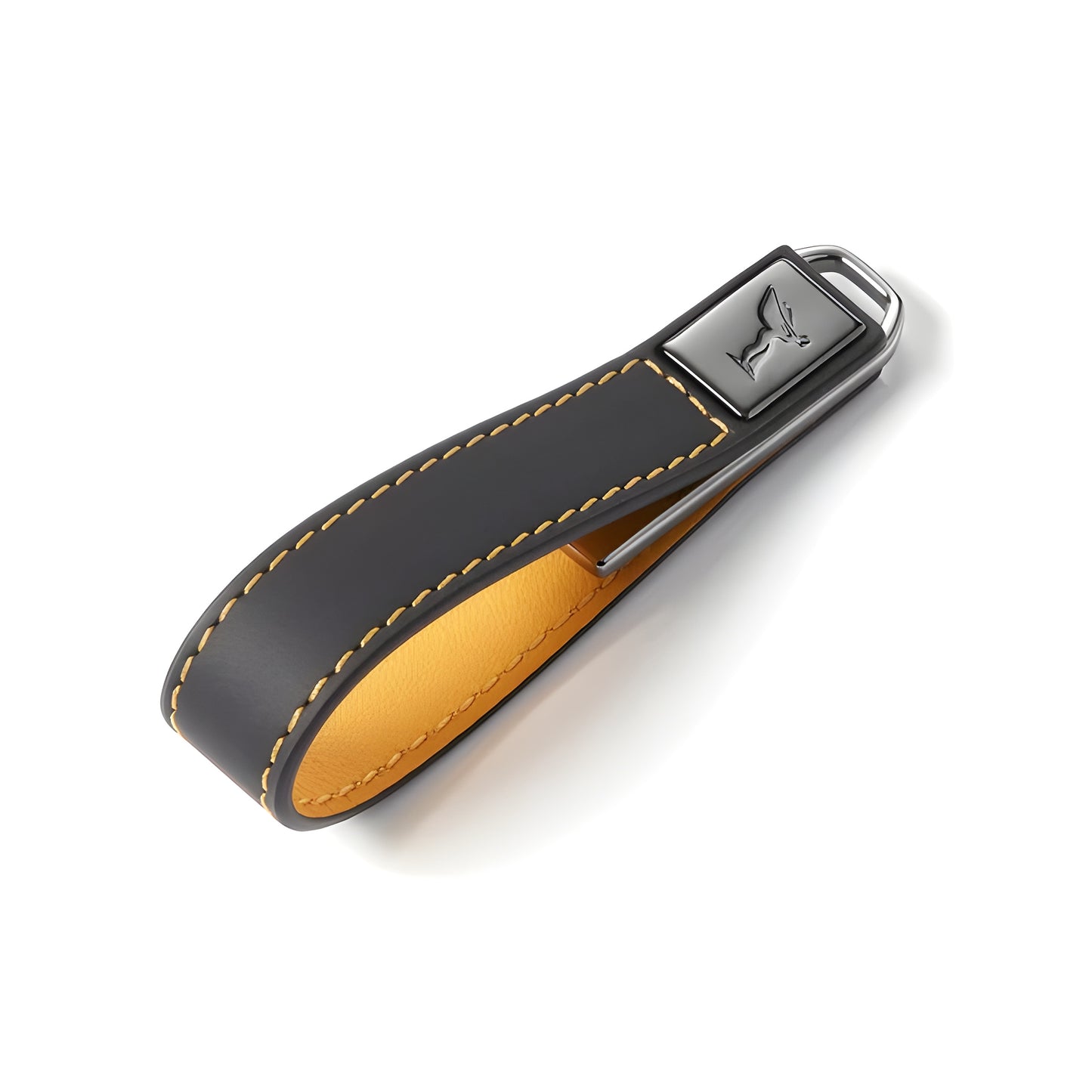 BLACK BADGE LEATHER KEYRING