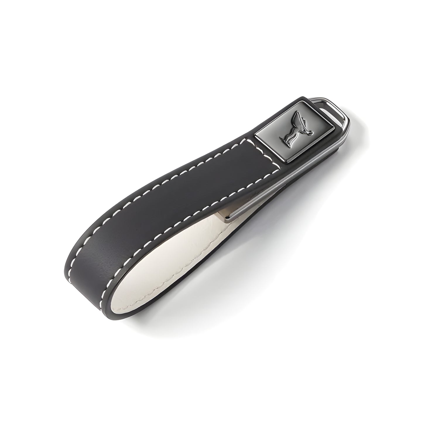 BLACK BADGE LEATHER KEYRING